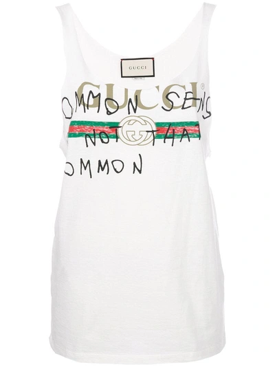 Gucci White Coco Capitán Edition 'common Sense' Logo Tank Top