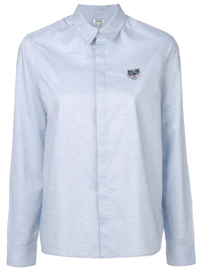 Kenzo Blue Tiger Crest Classic Shirt In 63 Light Blue
