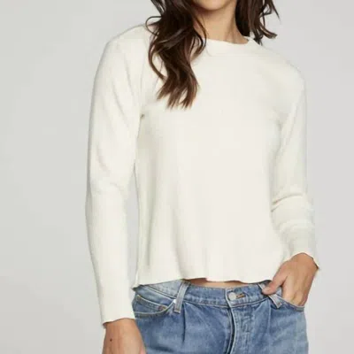 Chaser Long Sleeve Crew Neck Tee In Cream In White