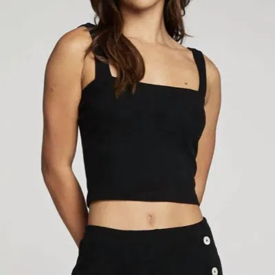 Chaser Cropped Cami Sweater Tank In Black