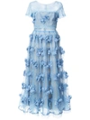 MARCHESA NOTTE FLORAL-APPLIQUÉD LACE DRESS,N14G036612204482