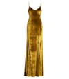 GALVAN Gold Lace-Panelled Velvet Gown,1099956285178193278