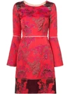 MARCHESA NOTTE MARCHESA NOTTE FLORAL FITTED DRESS - RED,N14C034812204497