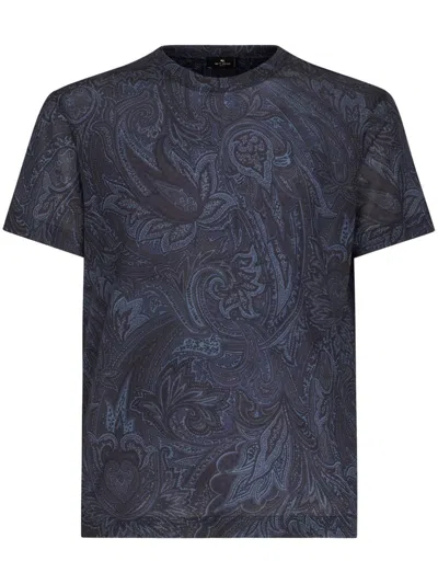 Etro T-shirt With Paisley Print In Blue