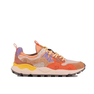 Flower Mountain Yamano 3 Beige And Salmon Suede And Nylon Sneakers In Beige, Pink