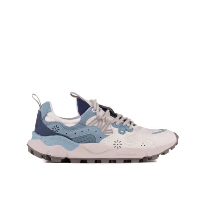 Flower Mountain Yamano 3 Eco Suede And Nylon Sneakers White Gray And Navy In Light Blue, White