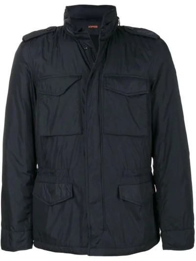 Aspesi Zipped Multi-pocket Jacket In Blue