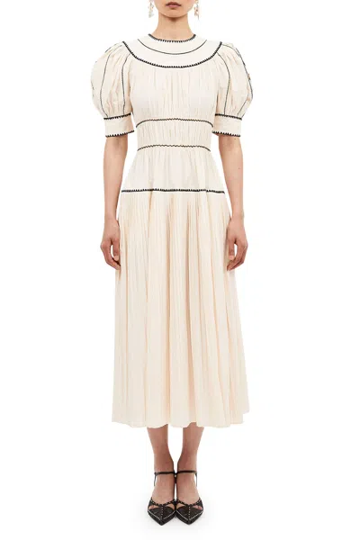 Ulla Johnson Harriet Pleated Midi Dress In Ivory