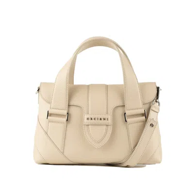 Orciani Sveva Longuette Soft Leather Bag With Shoulder Strap Acquabianca In White