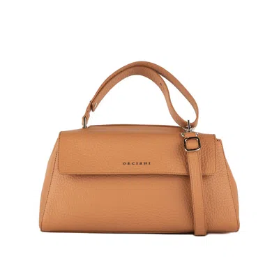 Orciani Sveva Longuette Soft Leather Bag With Shoulder Strap Almond In Brown