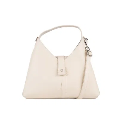 Orciani Vita Soft Small Leather Handbag With White Shoulder Strap