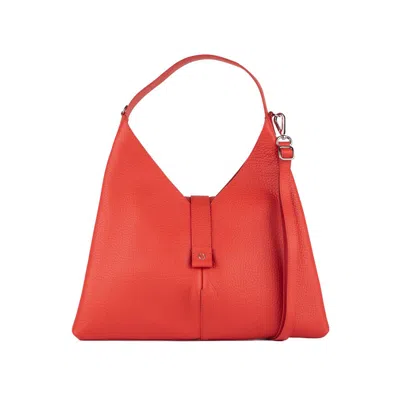 Orciani Vita Soft Shoulder Bag With Poppy Shoulder Strap In Red