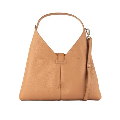 Orciani Vita Soft Shoulder Bag With Almond Shoulder Strap In Brown