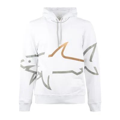 Paul & Shark Cotton Sweatshirt With Shark Logo Print In White