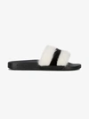 GIVENCHY GIVENCHY BLACK AND WHITE STRIPE FUR SLIDES,BE0820980112255627