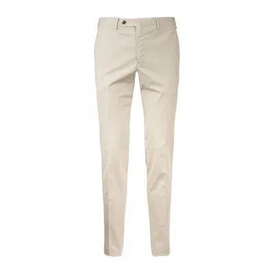 Pt01 Beige Cotton Stretch Pants In White