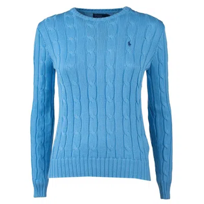 Ralph Lauren Cable-knit Cotton Crewneck Sweater In New Litchfield Blue