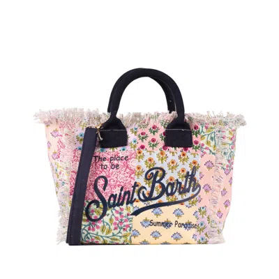 Saint Barth Colette Canvas Bag With Floral Print In Multicolor