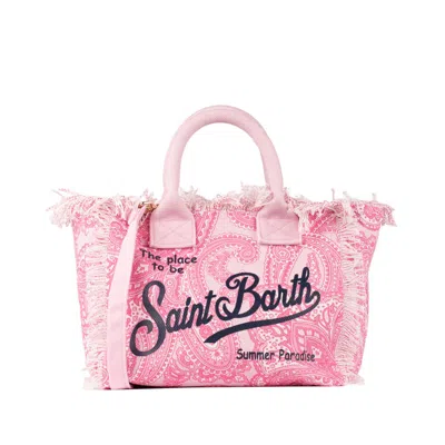Saint Barth Colette Bag In Cotton Canvas With Pink Bandana Print