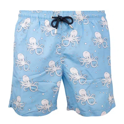 Saint Barth Gustavia Swimsuit With Octopus Print In Azure