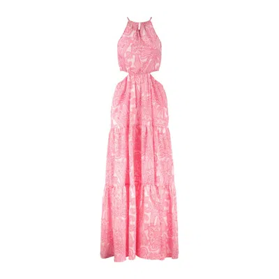 Saint Barth Pink Paisley Print Kaby Cut-out Dress