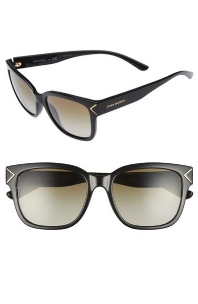 Tory Burch Square Sunglasses, 55mm In Black/smoke Gradient