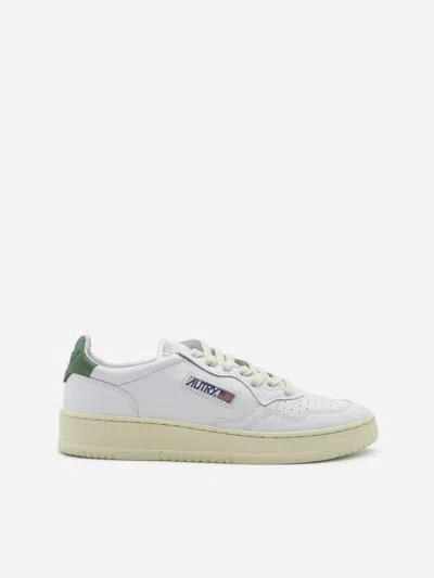 Autry Leather Sneakers With Contrasting Heel Tab In Leat Leat Wht Green