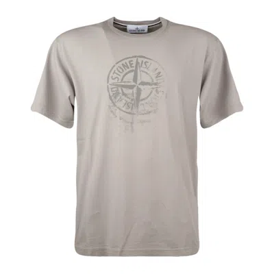 Stone Island 'reflective One' Print Short-sleeved T-shirt Powder In Gray