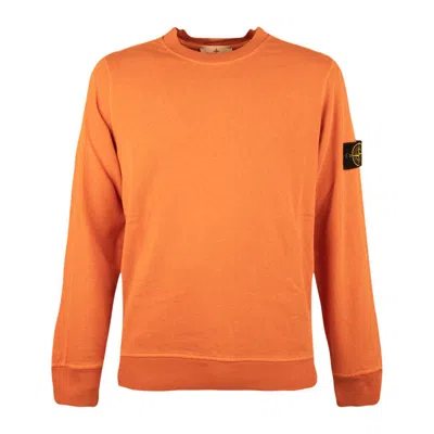Stone Island Crewneck Sweatshirt 'old Treatment' Orange