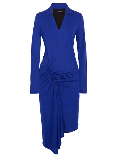 Atlein Ruched Jersey Asymmetric Midi Dress In Royal