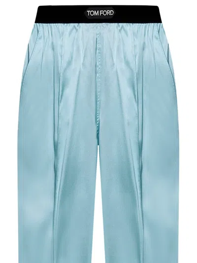 Tom Ford Satin Pants In Blue