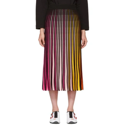 Kenzo Multicolor Rib Knit Colorblock Midi Skirt