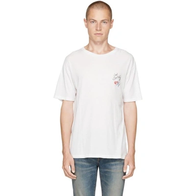 Saint Laurent No Smoking Detail Cotton Jersey T-shirt In White