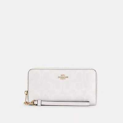 Coach Outlet Long Zip Around Wallet In Signature Canvas In White