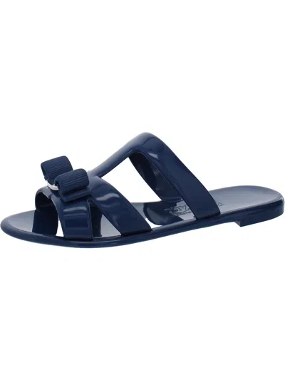 Ferragamo Lylia Womens Slip On Open Toe Slide Sandals In Blue