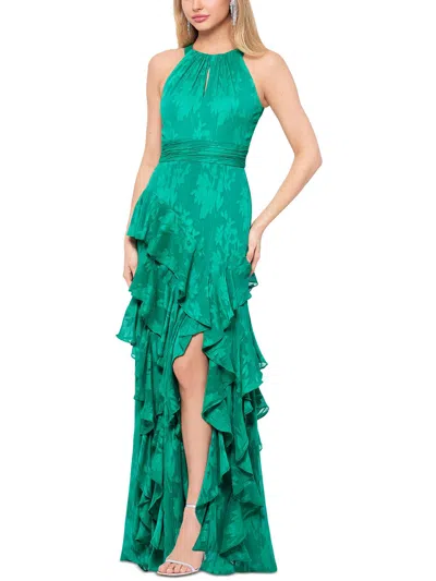 Xscape Womens Chiffon Evening Dress In Green