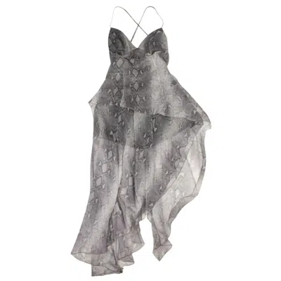 Amiri Silk Snake Print Long Dress - Gray In Grey