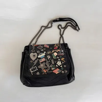 Pre-owned Saint Laurent Small Nolita Shoulder Bag With Pins