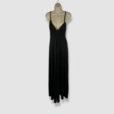 Pre-owned Tse $1395  Women's Black Cashmere Mixed Stitch Sleeveless Maxi Dress Size M