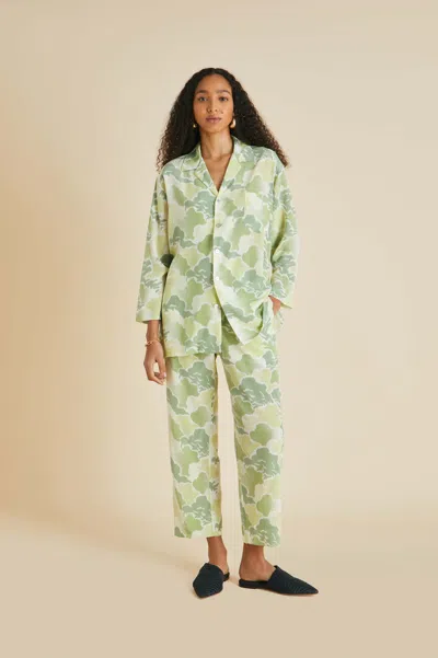 Olivia Von Halle Casablanca Luna Green Cloud Pyjamas In Silk Crêpe De Chine