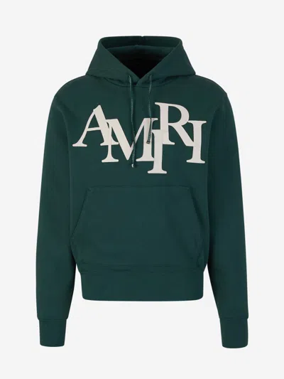Amiri Cotton Hood Sweatshirt In Dark Green