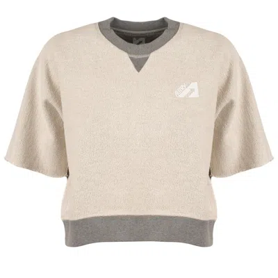 Autry Gray Melange Cotton Jersey Cropped Sweatshirt