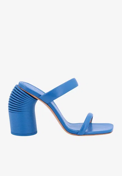 Off-white Leather Sandals With Spring Heel In Blue