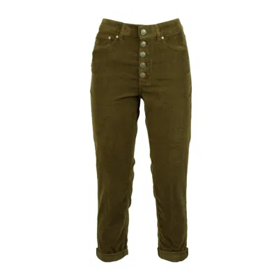 Dondup Koons Loose Velvet Trousers In Green