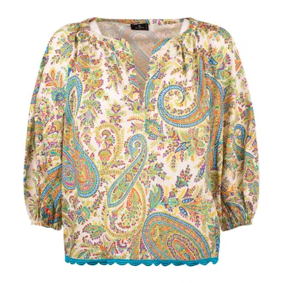 Etro Paisley Patterned Cotton Blouse In Multicolor