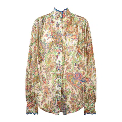 Etro Paisley Patterned Mandarin Collar Blouse In Multicolor