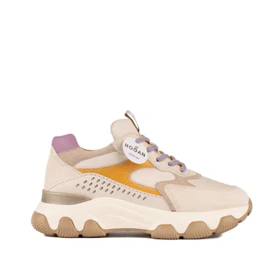 Hogan Ivory Yellow And Purple Hyperactive Sneakers In White