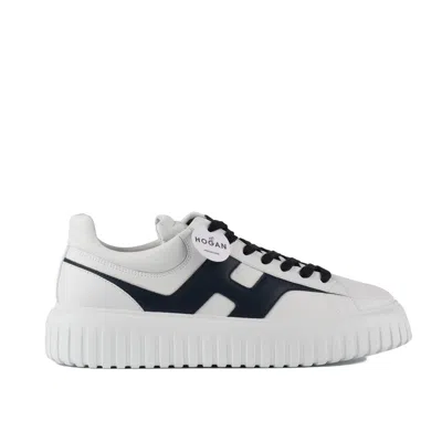 Hogan White And Blue H-stripes Sneakers