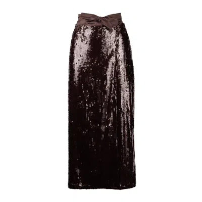 Liviana Conti Sequin Wrap Skirt In Brown