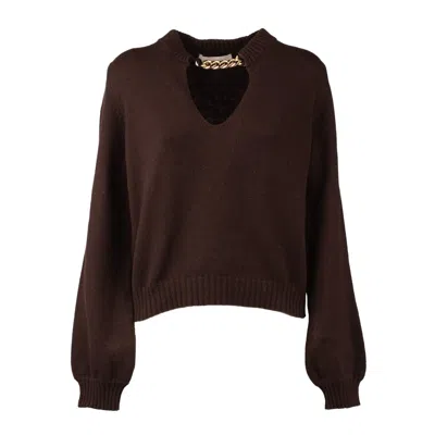 Liviana Conti Sweater With Chain In Brown